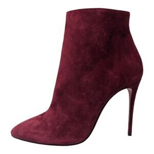 Christian Louboutin Eloise 100 ankle boot bootie burgundy red suede heels 37.5
